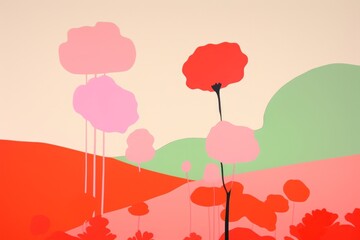 Flowers landscapes painting plant art.