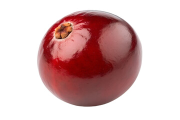 Obraz premium Close-up of a single, vibrant, fresh red cranberry against a clean white background, perfect for illustrating healthy eating habits