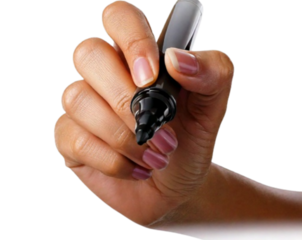 Close-Up of Female Hand Holding Marker Pen, About to Sign or Write, Isolated PNG