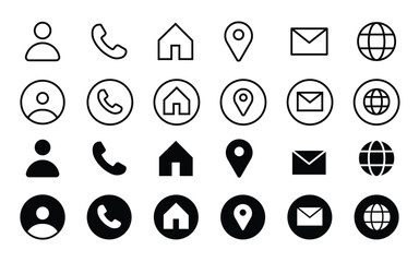 Contact us icon set for website and app design, business card icon set. web icon vector