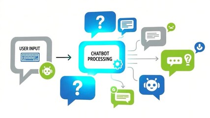 Animated Chatbot Processing Diagram Illustrating User Input and Information Flow
