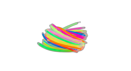 A vibrant collection of colorful glow sticks bundled together on a stark black background scene