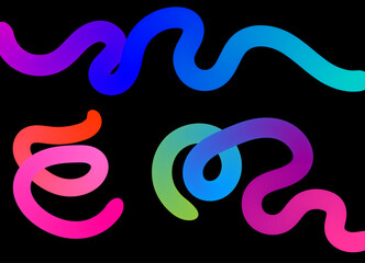 Abstract black background with colorful gradient curve lines,can be used for banners,cards and posters