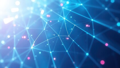 Vibrant abstract network of glowing lines and connected dots, representing digital data, communication, technology, and global connectivity. Ideal for business and science themes.