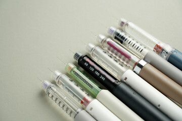 Various injection pens for semaglutide and GLP-1 drugs, insulin and medical therapy