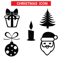 Christmas decorations,Christmas Vector Icon Set, Background, Black, Isolated