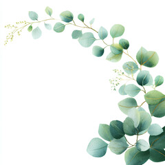 Obraz premium simple green leaf garland in arch layout, watercolor soft tones