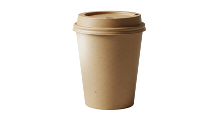 Isolated Kraft Paper Coffee Cup with Lid