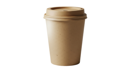 Isolated Kraft Paper Coffee Cup with Lid
