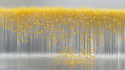 Artistic Display of Yellow Blooms in a Modern Setting – Abstract Floral Installation in a Contemporary Space