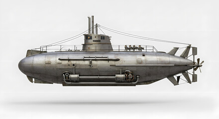Vintage Submarine: Detailed Illustration of a Classic U-Boat