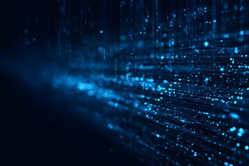 Blue digital background with data and code, featuring elements of technology and artificial intelligence in the dark blue color scheme.