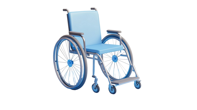 Disabled person in wheelchair mobility aid isolated on white background