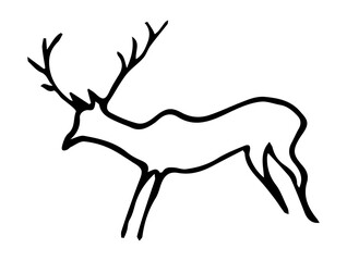 Primitive rock painting. Vector drawing