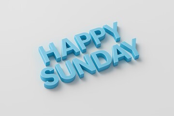 Fototapeta premium happy sunday 3d light blue inscription cubes 