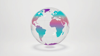 Fototapeta premium Globe with Colorful Continents on Soft White Background