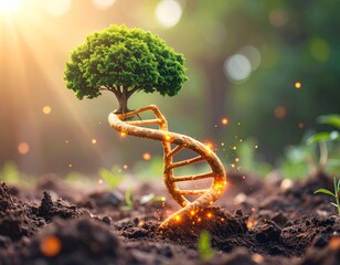 A tree with DNA strands symbolizing nature and genetics