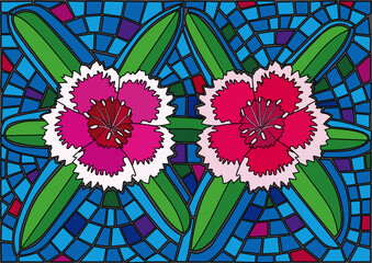 dianthus chinensis colorful stained glass background illustration vector