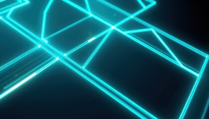 Abstract network of glowing turquoise lines on a dark background, symbolizing digital connectivity, data flow, and modern technology. Ideal for science and business concepts.