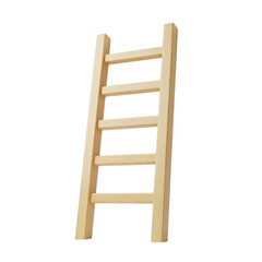 3d wooden ladder object for virtual environments and designs isolated on transparent background