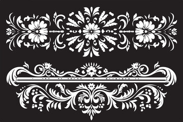 Naklejka premium Laser Cut Floral Damask Border Bundle