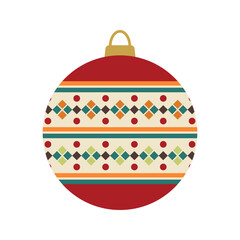 Collection of bright Christmas baubles or toys with simple festive designs