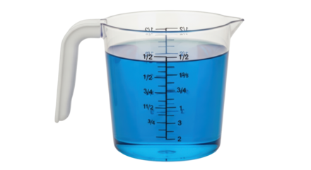 Isolated Measuring Cup Blue Liquid