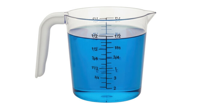 Isolated Measuring Cup Blue Liquid