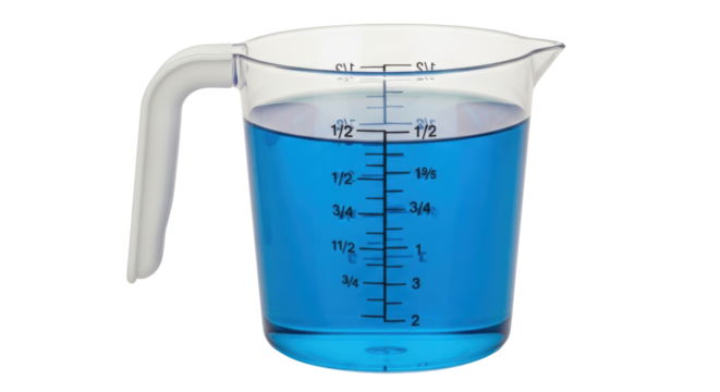 Isolated Measuring Cup Blue Liquid