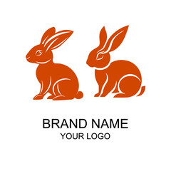Rabbit logo template isolated...