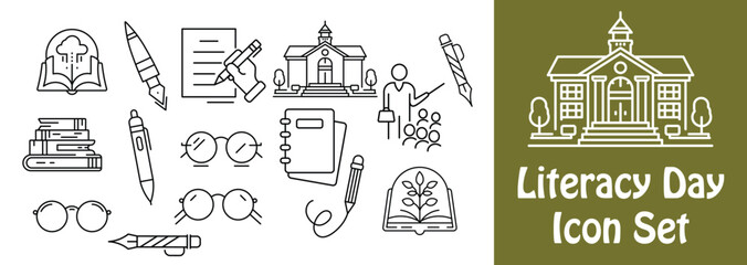 Literacy Day icon set