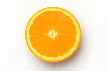 Overhead Shot of a Round Orange Slice on White Background