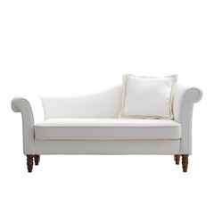 Fototapeta premium elegant white chaise lounge with matching pillow isolated on white background