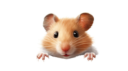 Happy hamster cute furry pet isolated on white background

