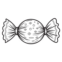 Wrapped Christmas Candy and Chocolate Coloring Pages Line Art Illustration