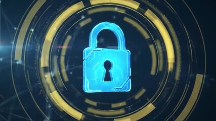 Digital padlock icon animation cyber security data protection technology privacy safety abstract background - Powered by Adobe
