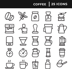 Set of coffee icon collection line art vector illustration