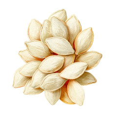 Watercolor pumpkin seeds isolated on transparent background