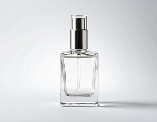 Crystal glass luxury perfume bottle isolated on white background, premium photorealistic mockup for beauty advertising and fashion branding.