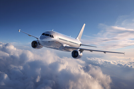 An Airbus A319 airplane flying high in the sky.