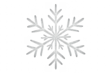 White snowflake on transparent background symbolizing winter holidays