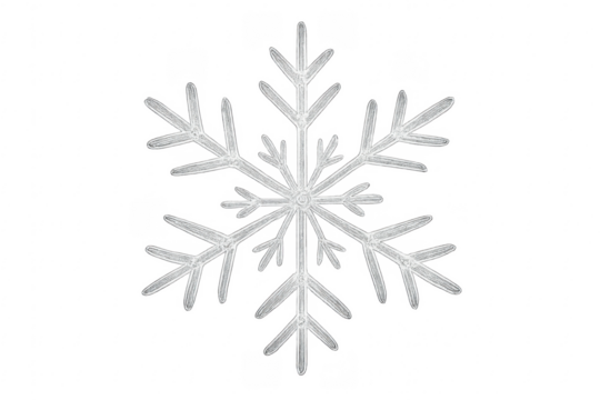 White snowflake on transparent background symbolizing winter holidays
