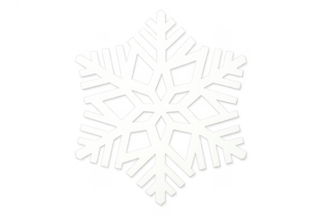 White snowflake on transparent background symbolizing winter holidays