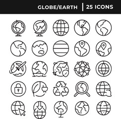 Set of globe or earth icon collection line art vector illustration