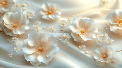 Soft, flowing fabric with floral details.  A sophisticated and serene floral design.