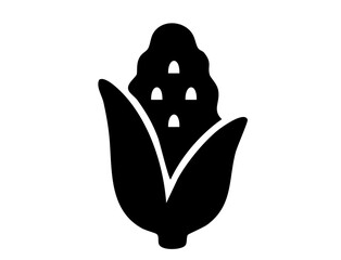 autumn icon 17A : corn, silhouette, crop, autumn, maize, food, harvest, grain, vegetable, farm, outline, rural, agriculture, seasonal, plant, stalk, 