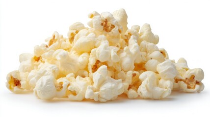 Pile of popcorn on white background. AI image