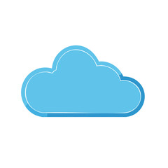 Simple Blue Cloud Illustration Isolated Weather Icon Fluffy Symbol Design