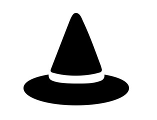 autumn icon 10A : Halloween Witch Hat Silhouette, spooky, costume, symbol, cone, pointy, outline, magic, wizard, scary, witchcraft, 