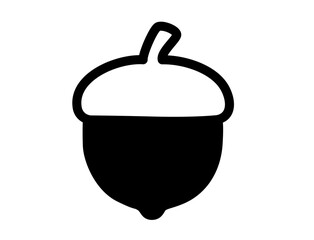 autumn icon 04A : Monotone Acorn, acorn, nut, seed, oak, autumn, fall, monotone, black, brown, outline, silhouette, symbol, nature, botanical, forest, seasonal, September, October, November, 